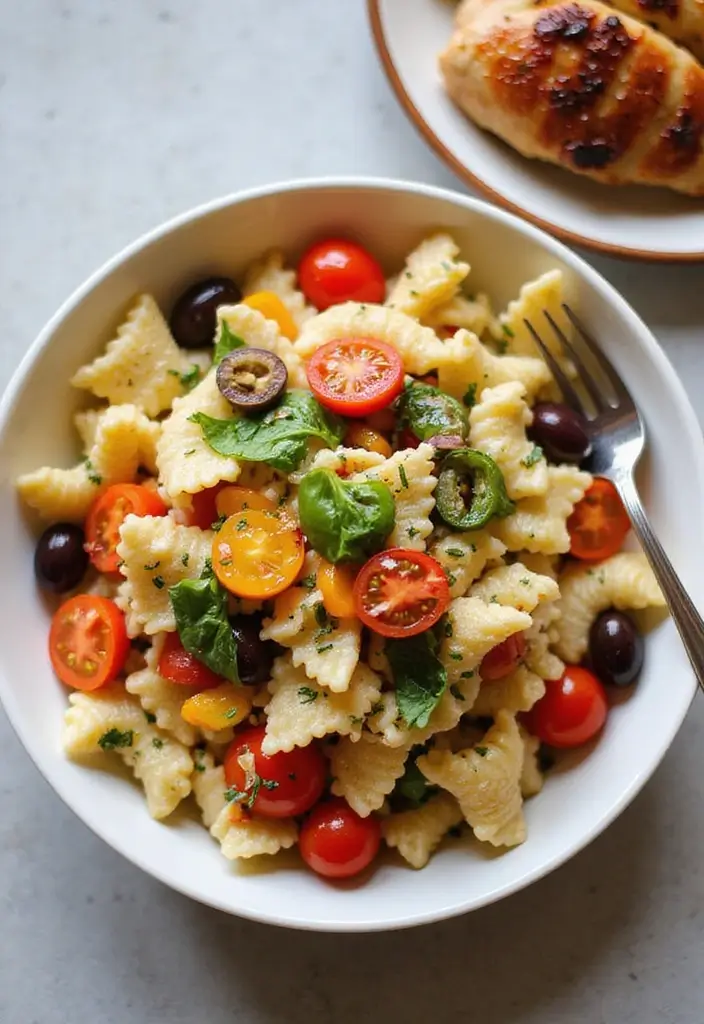 30 Sides for Smoked Chicken That Add Crunch & Color 17 30 Sides for Smoked Chicken That Add Crunch & Color - 16. Colorful Pasta Salad