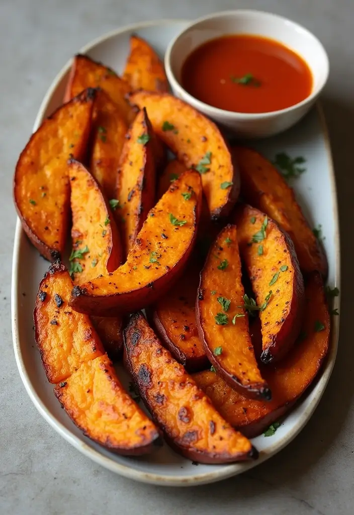 30 Sides for Smoked Chicken That Add Crunch & Color 7 30 Sides for Smoked Chicken That Add Crunch & Color - 6. Roasted Sweet Potato Wedges