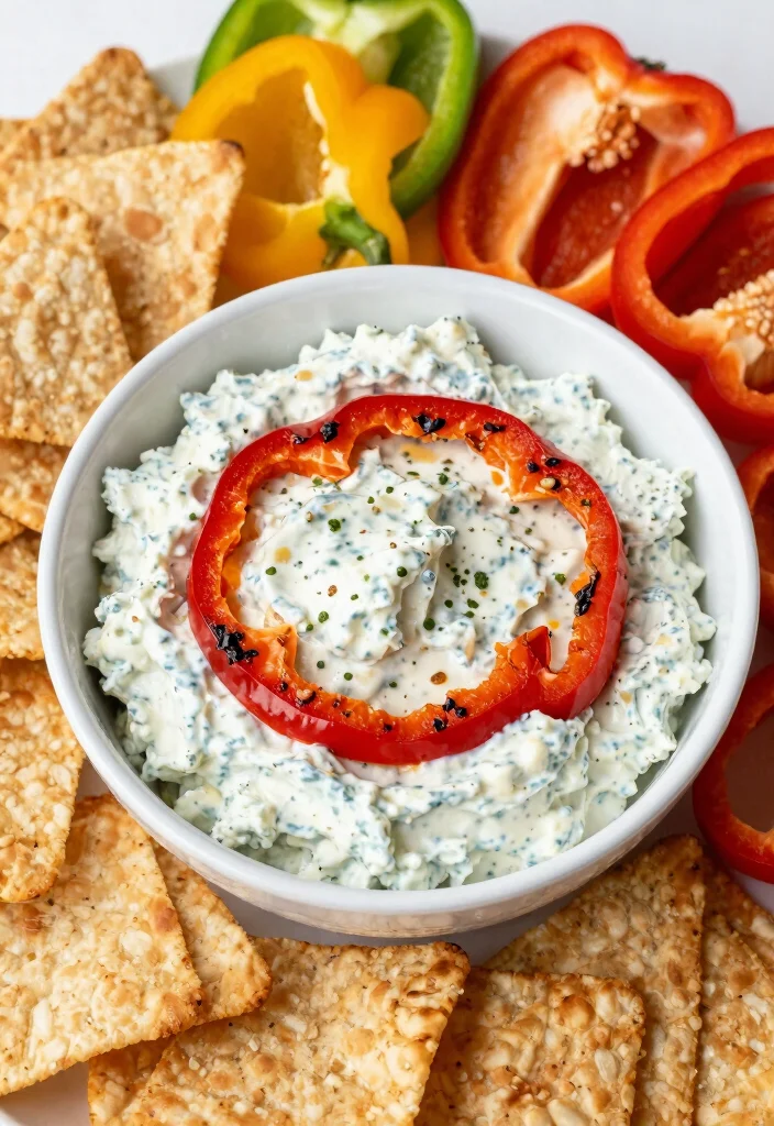 15 Cottage Cheese Dip Recipes High Protein and Light - 4. Roasted Red Pepper Cottage Cheese Dip 1