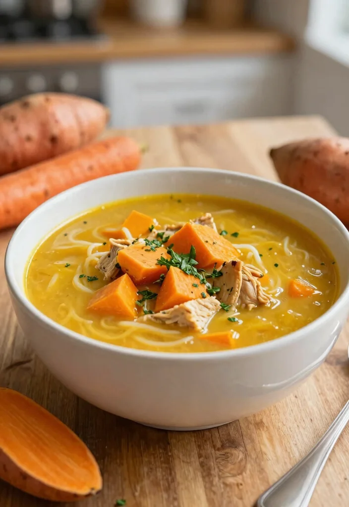 16 Crockpot Chicken Noodle Soup Recipes Cozy Comfort Bowls - 16. Sweet Potato Chicken Noodle Soup 1