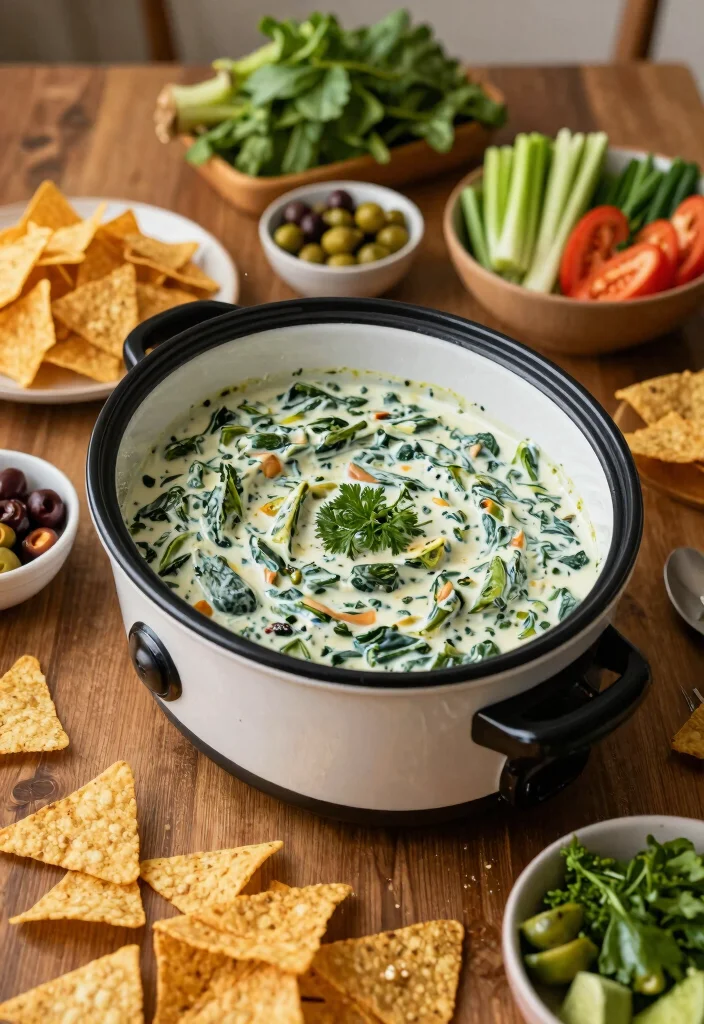 16 Crockpot Recipes for Potluck Crowd Ready Favorites - 1. Creamy Spinach and Artichoke Dip 1