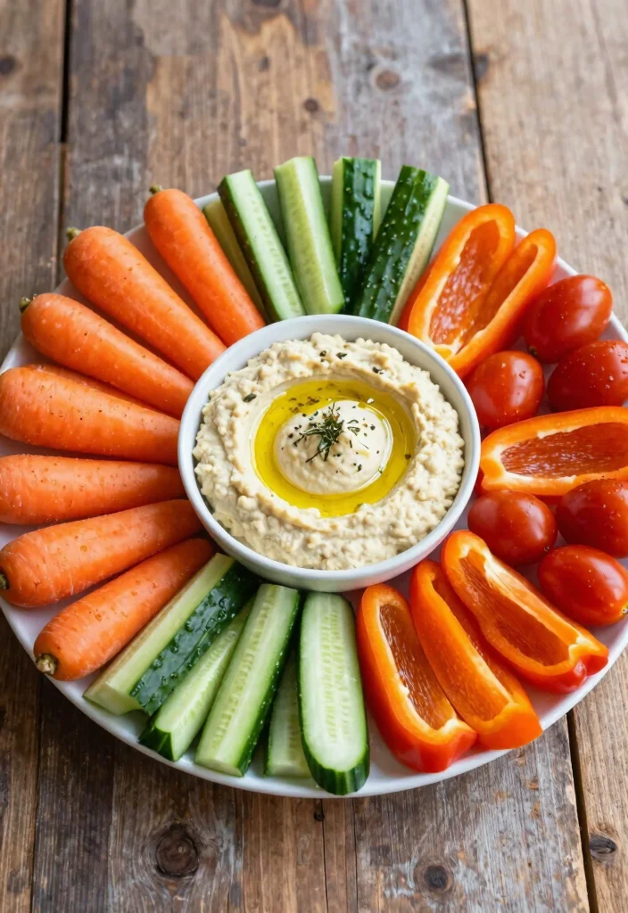 16 Food Recipes for Lunch: Quick Everyday Ideas - 12. Veggie and Hummus Platter 1
