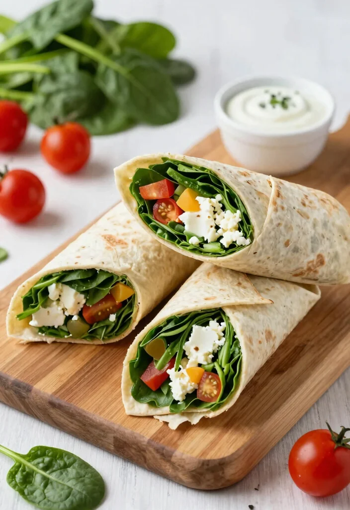 16 Food Recipes for Lunch: Quick Everyday Ideas - 2. Spinach and Feta Wrap 1