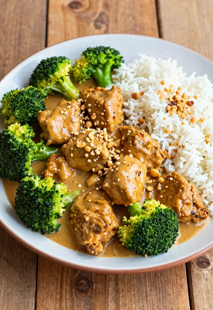 16 Healthy Crockpot Chicken and Broccoli Recipes for Easy Family Dinners - 11. West African Peanut Chicken and Broccoli 1