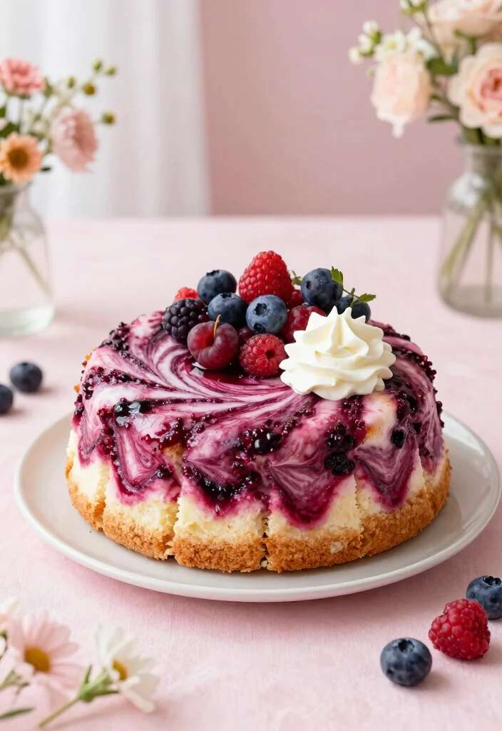 17 Angel Food Cake Recipes Light Fluffy Classics - 6. Berry Swirl Angel Food Cake 1