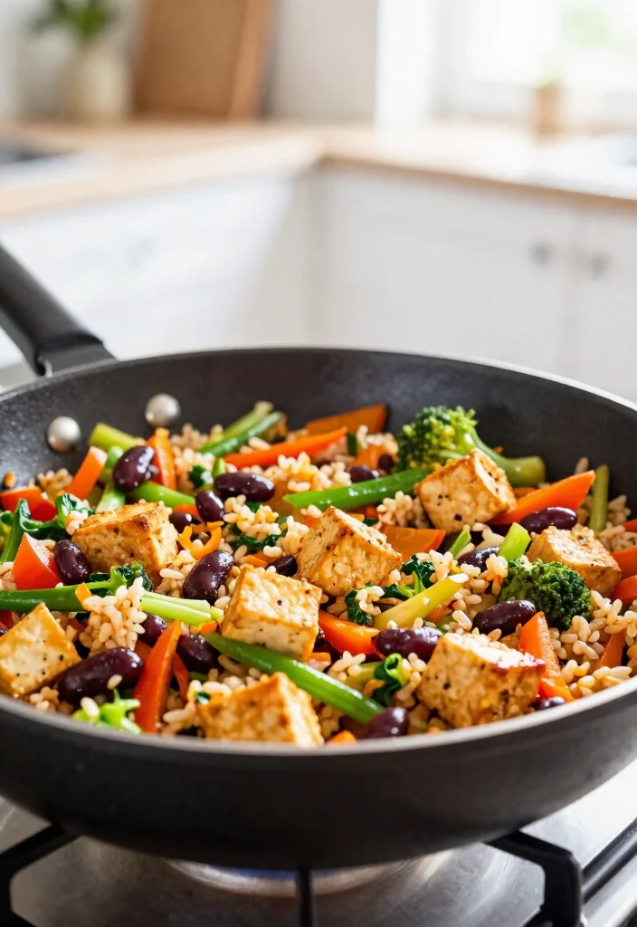 17 Beans and Rice Recipes: Hearty Budget-Friendly Dishes - 16. Rice and Beans Stir Fry with Tofu 1