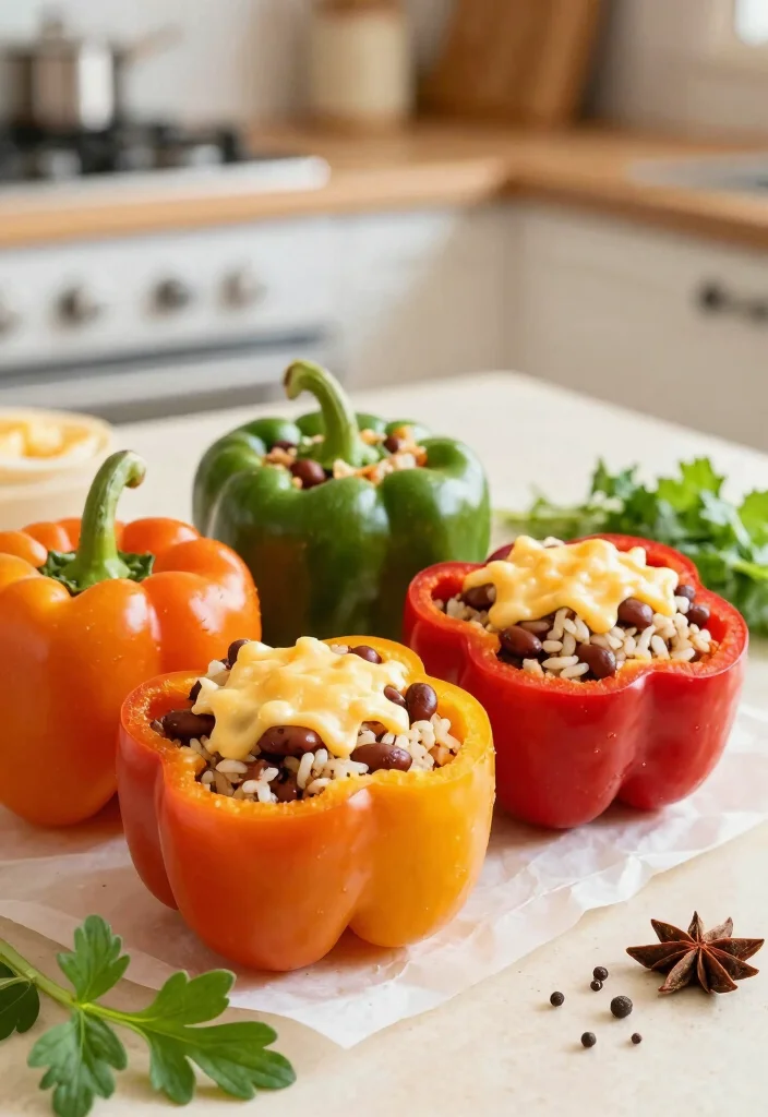 17 Beans and Rice Recipes: Hearty Budget-Friendly Dishes - 3. Veggie-Stuffed Bell Peppers with Rice and Beans 1