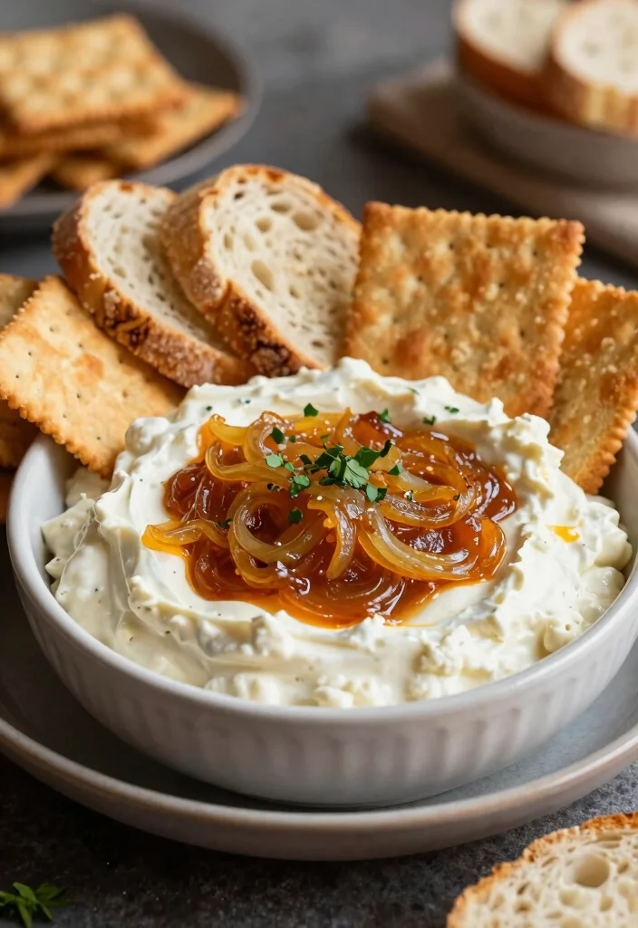 17 Cream Cheese Dip Recipes Rich Smooth and Delicious - 11. Caramelized Onion Cream Cheese Dip 1
