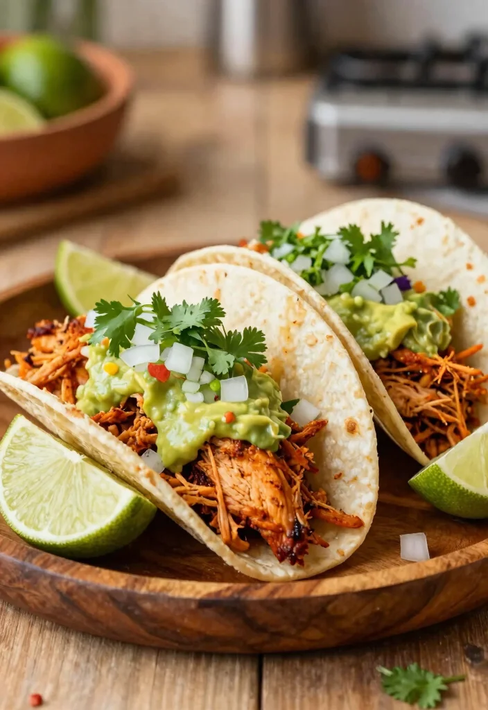 17 Crockpot Chicken Recipes: Mexican Bold Family Favorites - 1. Spicy Chicken Tacos 1