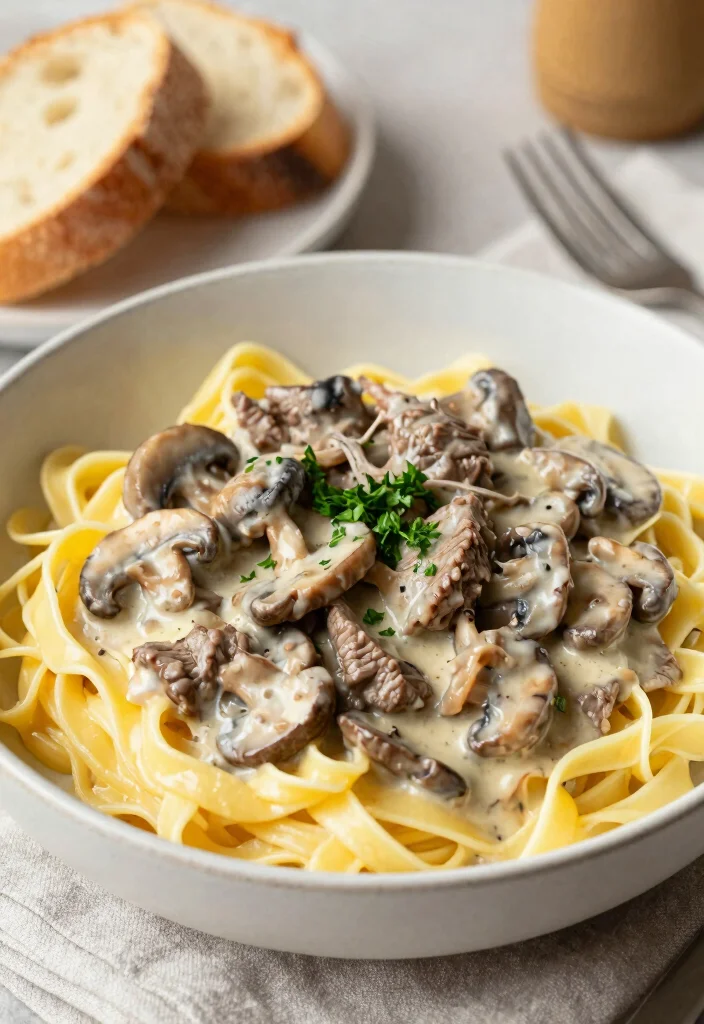 17 Crockpot Round Steak Recipes for Budget-Friendly Comfort - 5. Round Steak and Mushroom Stroganoff 1