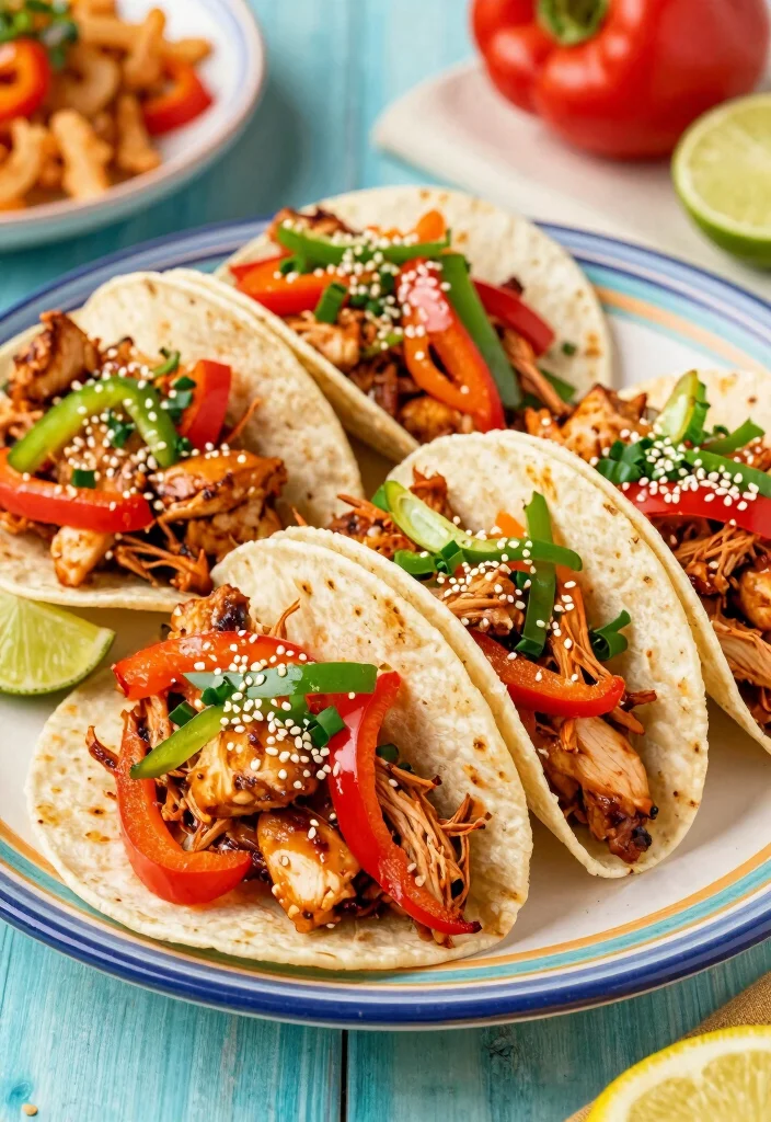17 Crowd-Pleasing Crockpot Chicken Taco Recipes for Healthy Dinners - 10. Teriyaki Chicken Tacos 1