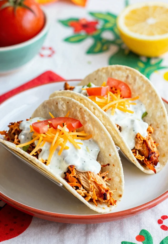 17 Crowd-Pleasing Crockpot Chicken Taco Recipes for Healthy Dinners - 11. Creamy Ranch Chicken Tacos 1