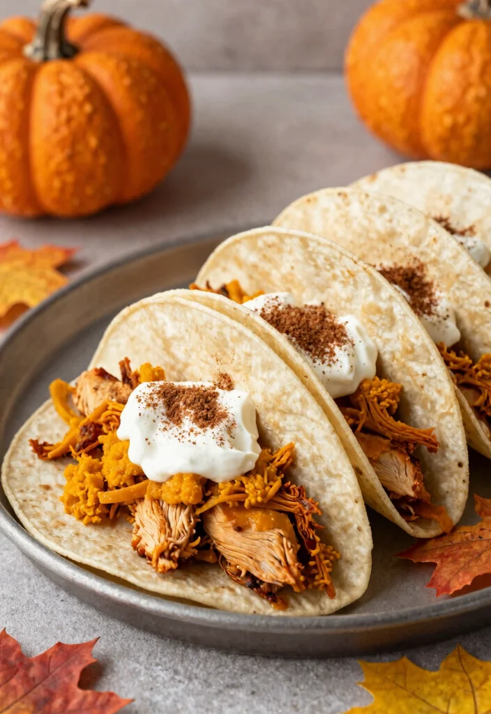 17 Crowd-Pleasing Crockpot Chicken Taco Recipes for Healthy Dinners - 16. Pumpkin Spice Chicken Tacos 1