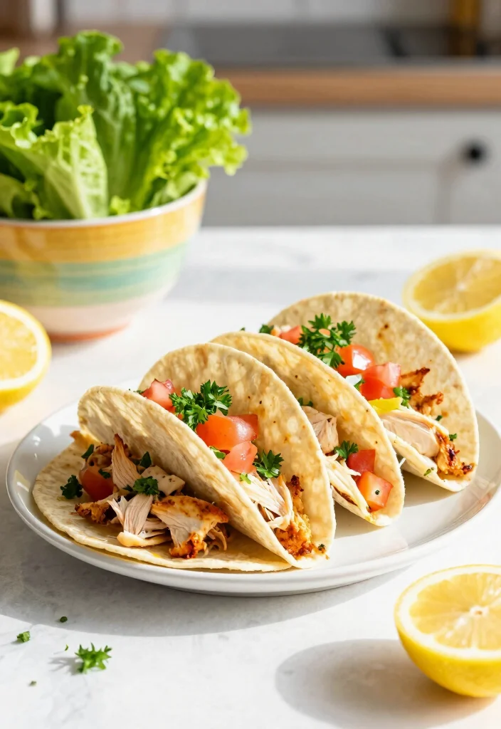 17 Crowd-Pleasing Crockpot Chicken Taco Recipes for Healthy Dinners - 5. Lemon Garlic Chicken Tacos 1