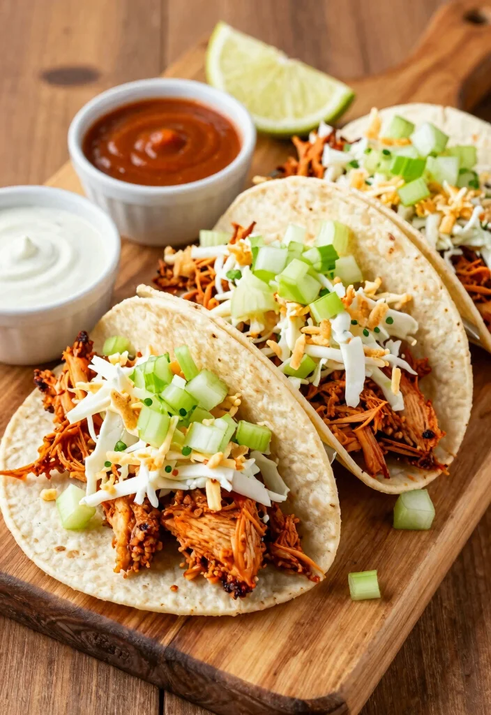 17 Crowd-Pleasing Crockpot Chicken Taco Recipes for Healthy Dinners - 8. Buffalo Chicken Tacos 1
