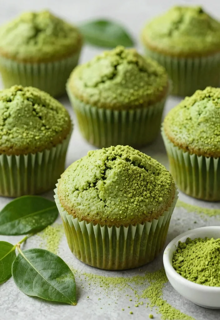 17 Gluten Free Muffins Recipes: Soft Grab and Go Treats - 12. Matcha Green Tea Muffins 1