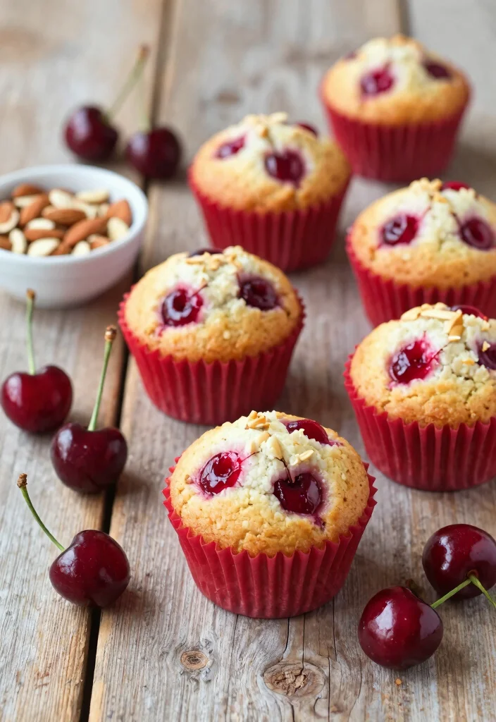 17 Gluten Free Muffins Recipes: Soft Grab and Go Treats - 13. Cherry Almond Muffins 1