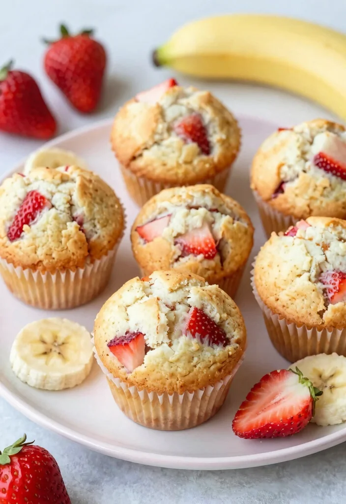 17 Gluten Free Muffins Recipes: Soft Grab and Go Treats - 9. Strawberry Banana Muffins 1
